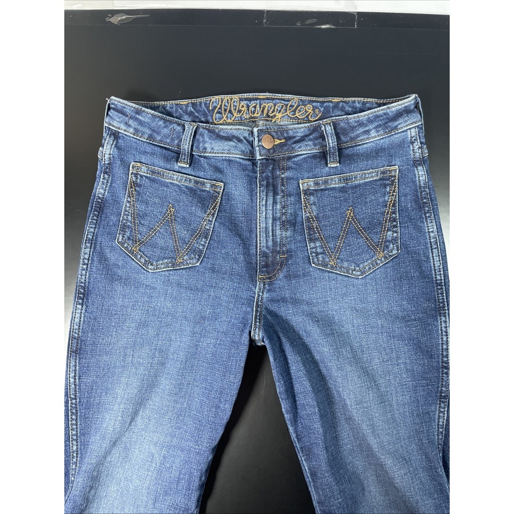 Wrangler Womens High Rise Flare Jeans 30x32 Front Back Pocket 75Yr Bell Bottom